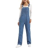 HISEA Stretchy Denim Overalls for Women, Womens Jean Bib Overall with Loose Fit, Ladies Straight Relaxed Overalls for Work