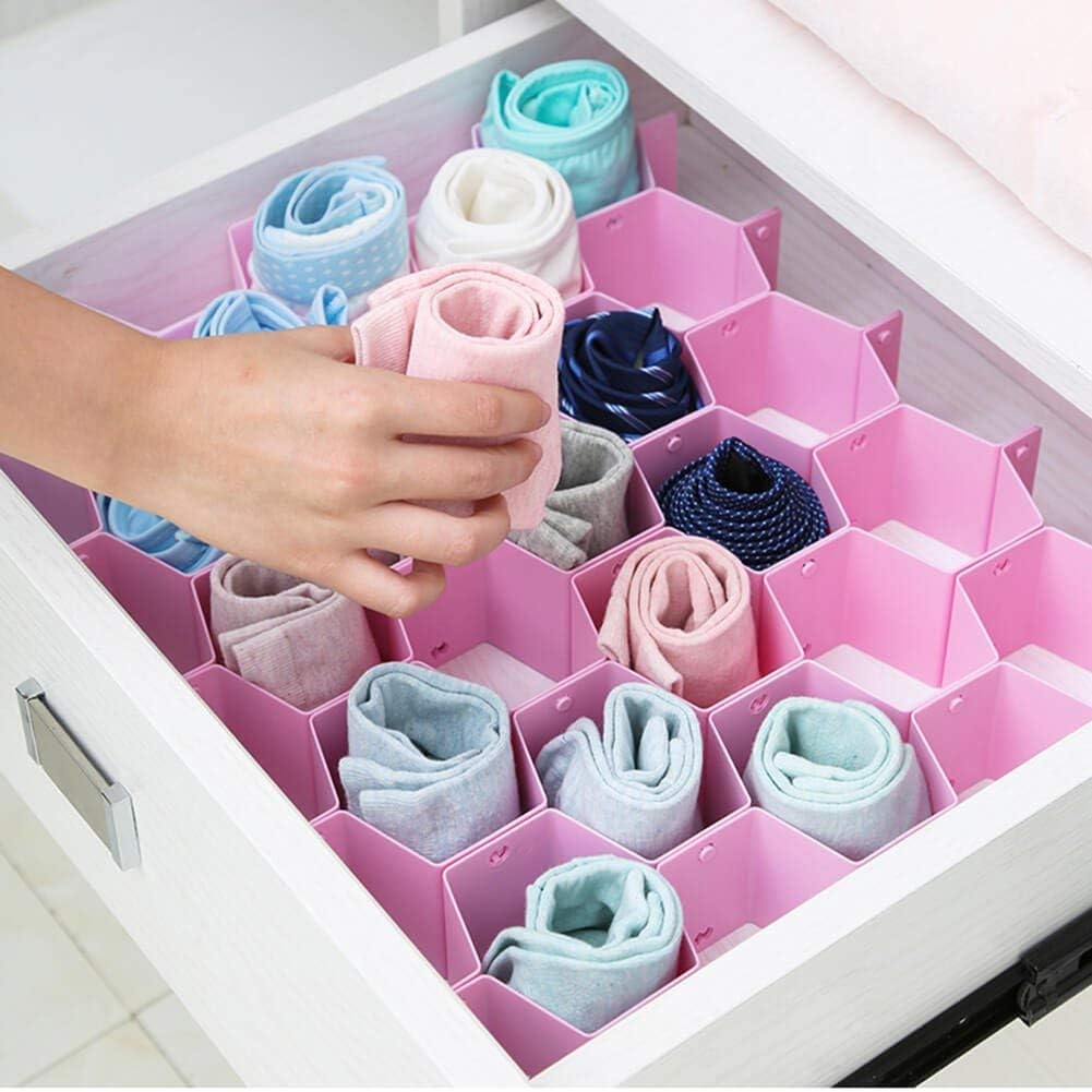 Ontime Honeycomb Underwear Innerwear Socks Organizer Drawer Clapboard Closet Divider, Assorted