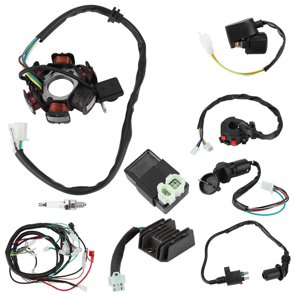 Ignition Coil,Electric Wiring Harness Kit Relay Rectifier Magneto Stator for GY6