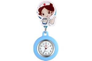Avaner Retractable Nurse Watch Clip-on Hanging Fob With Cute Cartoon Pattern - Lapel Watch for Nurses Doctors With Silicone C