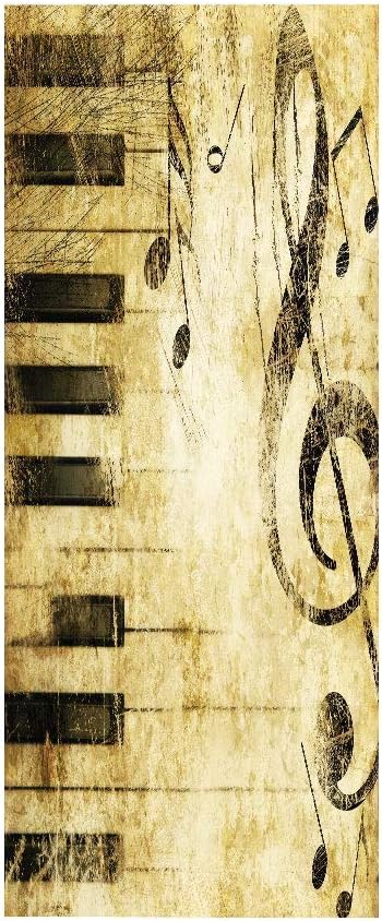 SILOLA DIY Black and White Piano Keys Notes Door Stickers PVC Self Adhesive Decorative Waterproof Wall Decals Murals Wallpaper on Door, Art Decor
