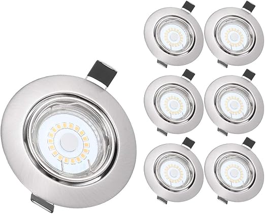 6 piezas foco empotrable led tomshine gu10 5w 500lm focos led empotrables en techo ra80 ojos de buey de led marco esmerilado 3000k blanco calido 30