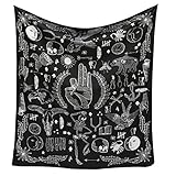 Jeteven Polyester Hanging Tapestry, Wall Hanging Blanket Bedspread Beach Towels Picnic Mat Home Decor Bed Cover (Black Gothic (165x148cm))