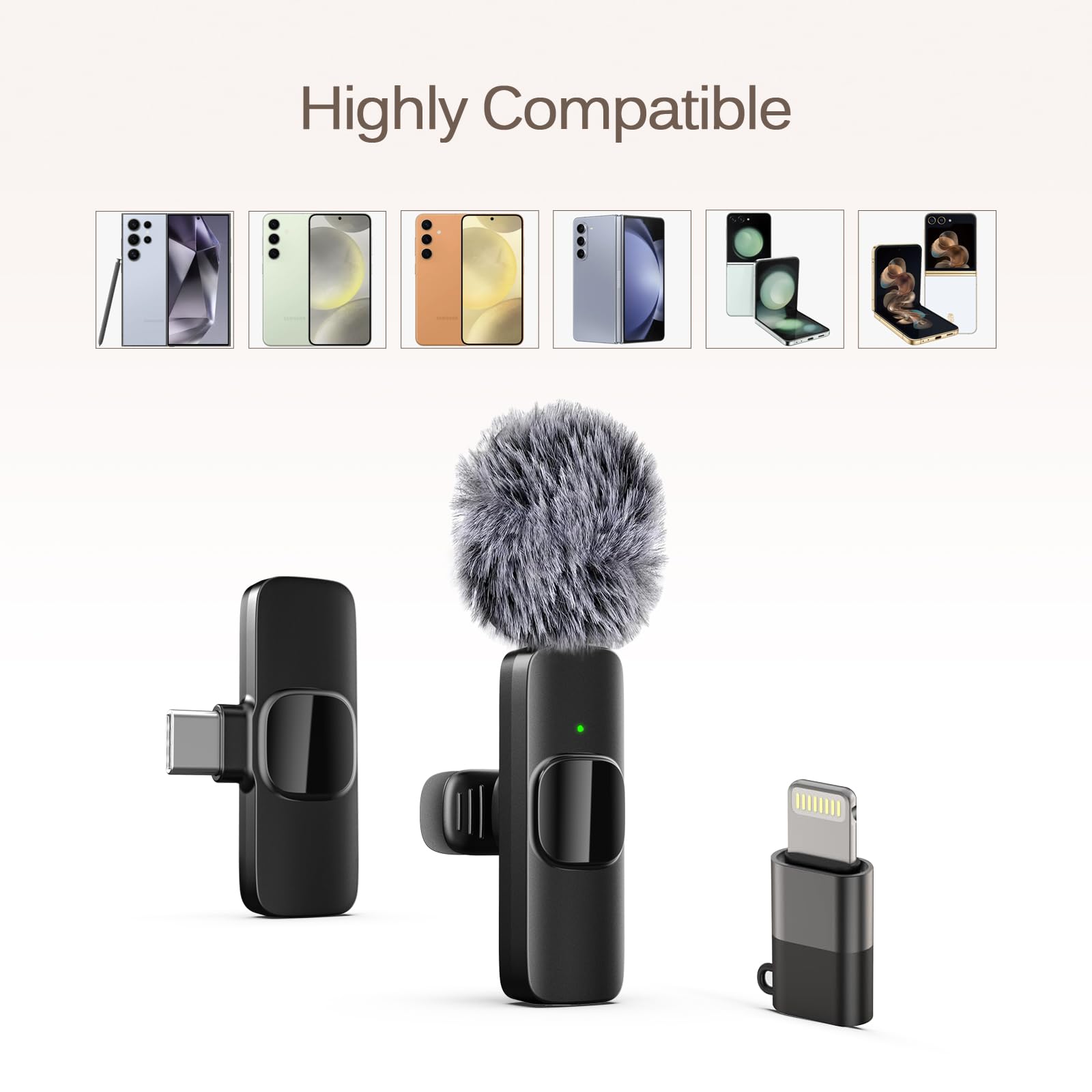 Professional Wireless Lavalier Lapel Microphone for iPhone, iPad, mini Video Recording Mic for Interview Video Podcast Vlog YouTube & Livestream, Noise Reduction, Plug & Play, 2 Pack (Type-C Port)