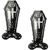 Tombstone Balloons Halloween Coffin Balloons Tombstone Shape Aluminum Foil Balloon for Halloween Theme Party Spooky Party Decorations Supplies 2Pack