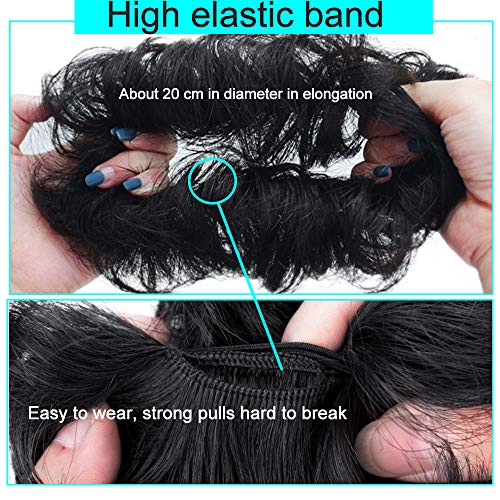 MORICA Messy Bun Hair Scrunchies 2PCS Messy Bun Hair Piece for Women Curly Wavy Scrunchy Updo Bun Extensions(Color:2/99J#) - Thumbnail 5