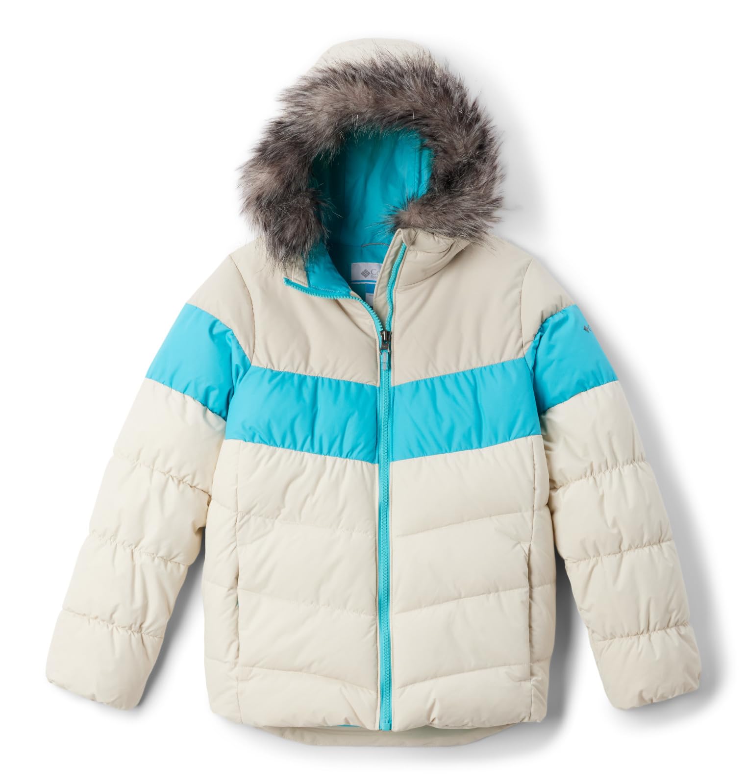 Photo 1 of Columbia Youth Girls Arctic Blast III Jacket, Chalk/Geyser/Dark Stone, Large