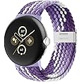 BandRain Stretchy Braided Bands Compatible with Google Pixel Watch 3 Band 41mm/Pixel Watch 2 Band/Google Pixel Watch Band - Upgraded Connector - Elastic Nylon Breathable Sport Straps for Women Men
