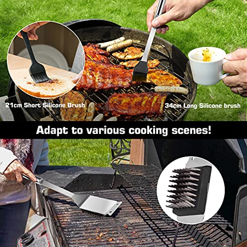 Ustensiles Barbecue, 30pcs Kit Barbecue Acier Inoxydable, Ensemble d\'outils pour Barbecue Portables avec Tablier de Rangement pour BBQ Camping Extérieur Hommes Femmes Cadeaux