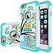 MicroP iPhone 5S Case, iPhone 5 Case,iPhone SE (2016) Case, Hybrid Dual Layer Silicone Plastic Armor Defender Phone Case Cover for Apple iPhone SE (2016) / 5S / 5 (Armor Green Owl)
