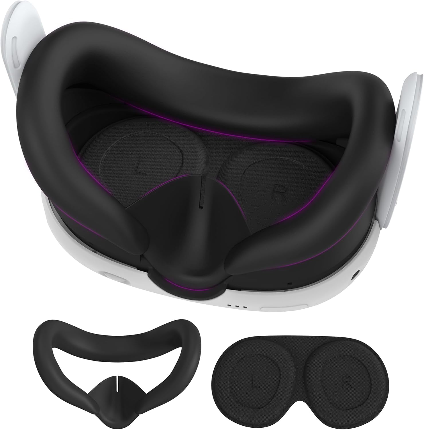 AMZDM Silicone Face Cover for Meta Quest 3 with Lens Protectors Washable VR Covers for Oculus Quest 3 Face Cushion Covers (Silicone Cover Only, Plastic Interface NOT Included)
