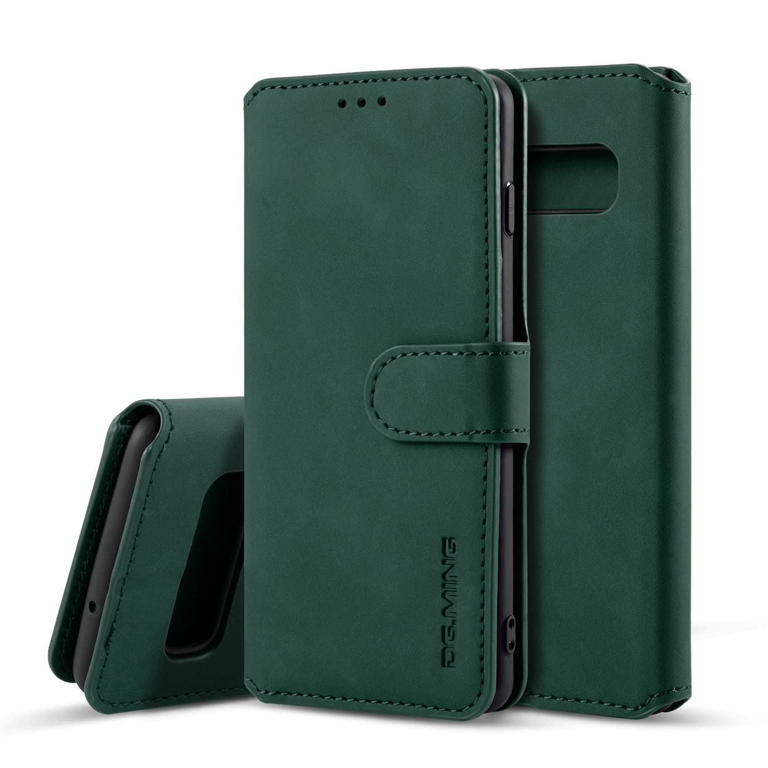 Photo 1 of UEEBAI Case for Samsung Galaxy S10 Plus, Luxury PU Leather Case Vintage Wallet Flip Cover TPU Inner Shell [Card Slots] Magnetic Closure Stand Function Folio Shockproof Full Protection - Dark Green