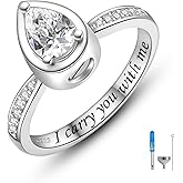 925 Sterling Silver Teardrop Urn Rings I Carry You with Me Cremation Urns Ring Keepsake Jewelry for Ashes for Women