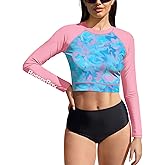 BesserBay Women's UPF 50+ Long Sleeve Rashguard Swimming Crop Top