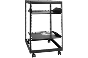 VEVOR 15U Open Frame Server Rack, 23-40 in Adjustable Depth, Free Standing or Wall Mount Network Server Rack, 4 Post AV Rack 