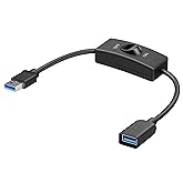 Cable Matters 5Gbps USB 3.0 Extension Cable with On Off Switch, 1ft | Supports Data and Power, USB 3.0 On/Off Switch