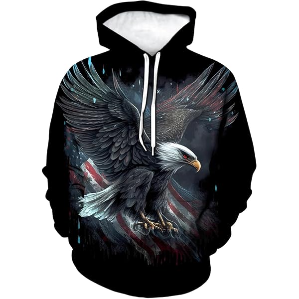 Amazon.com: ARORALS Men's Bald Eagle Hoodie Autumn Winter Long