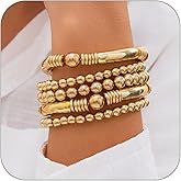 KPYSWVM Gold Beaded Bracelet Set for Women Non Tarnish Stack Cross Pearl Beaded Stretch Bracelets Gold Chunky Cross Bracelet Jewelry