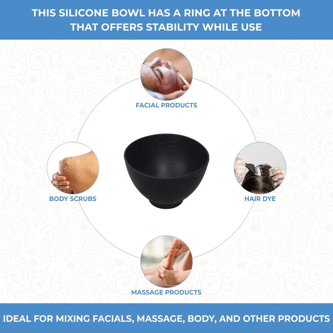 ForPro Professional Collection Silicone Mixing Bowl, Black, Flexible, Odorless, for Mixing Facials, Massage, Body & Other Products, 8 oz