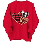 Valentines Sweatshirts for Women Cute Love Heart Shirts Long Sleeve Crewneck Pullover Tops Valentine's Day Outfit