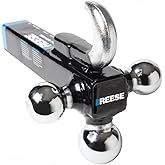 REESE Towpower 7031400 Tri Ball Hitch with Hook, (1-7/8 Inch, 2 Inch, 2-5/16 Inch Chrome Trailer Hitch Balls), Fits 2 Inch Receiver Square, 10,000 lbs. Capacity.