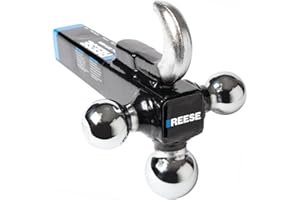 REESE Towpower 7031400 Tri Ball Hitch with Hook, (1-7/8 Inch, 2 Inch, 2-5/16 Inch Chrome Trailer Hitch Balls), Fits 2 Inch Receiver Square, 10,000 lbs. Capacity.