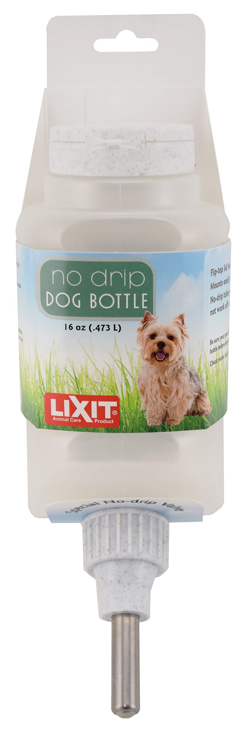 Lixit Top Fill NO-Drip Water Bottles for Dogs. (16 FL Oz (Pack of 1), White)