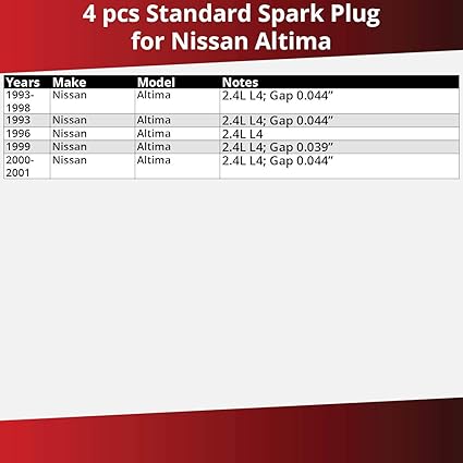 Amazon Com 4 Pcs Ngk Standard Spark Plugs For 1993 2001 Nissan Altima 2 4l 2 4l L4 Engine Kit Set Tune Up Automotive