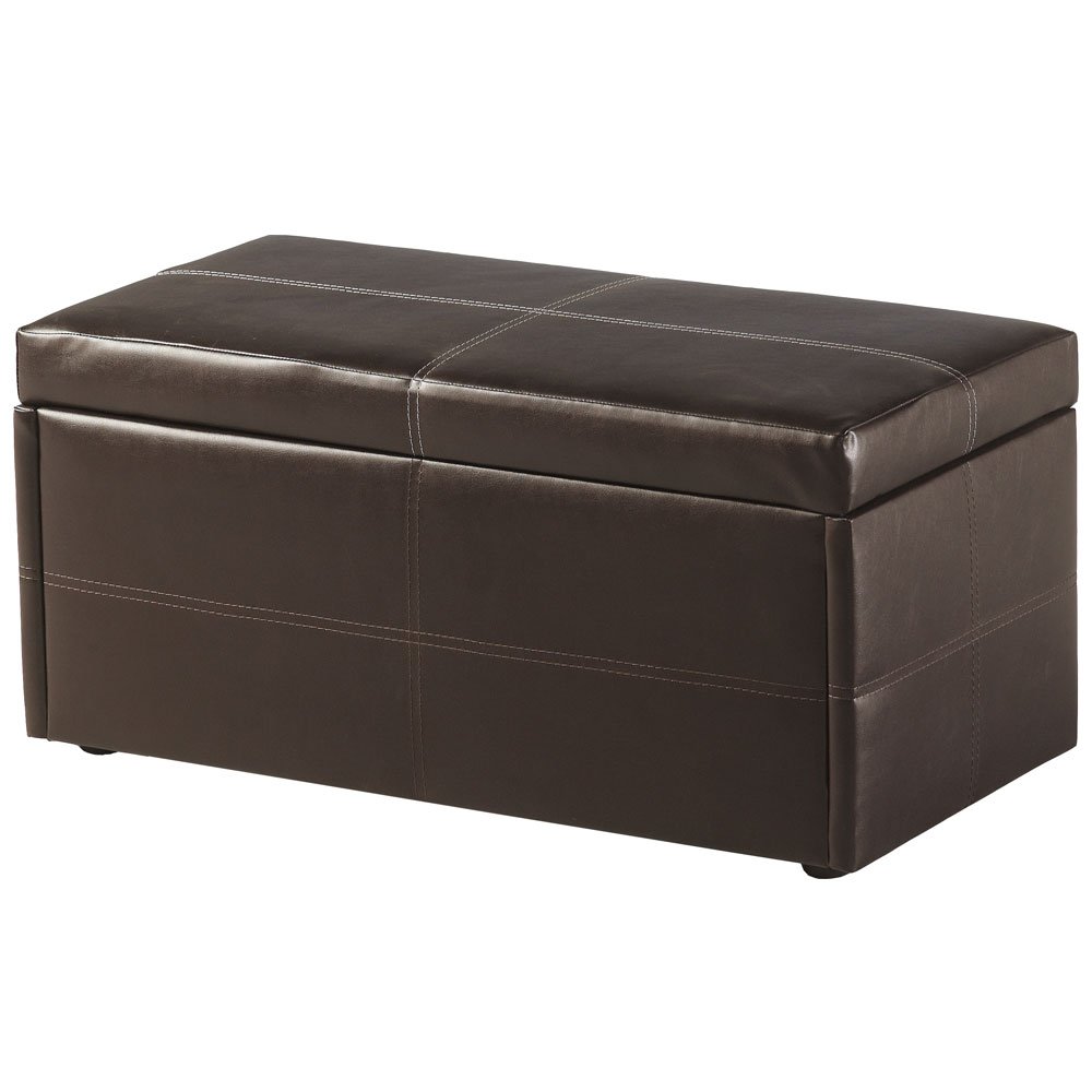 Unity New Espresso Brown Leather Ottoman, Storage Box, Box Amazon.co