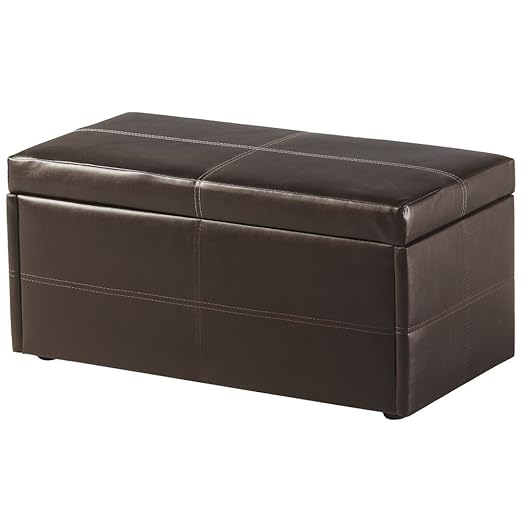 Unity New Espresso Brown Leather Ottoman, Storage Box, Box Amazon.co