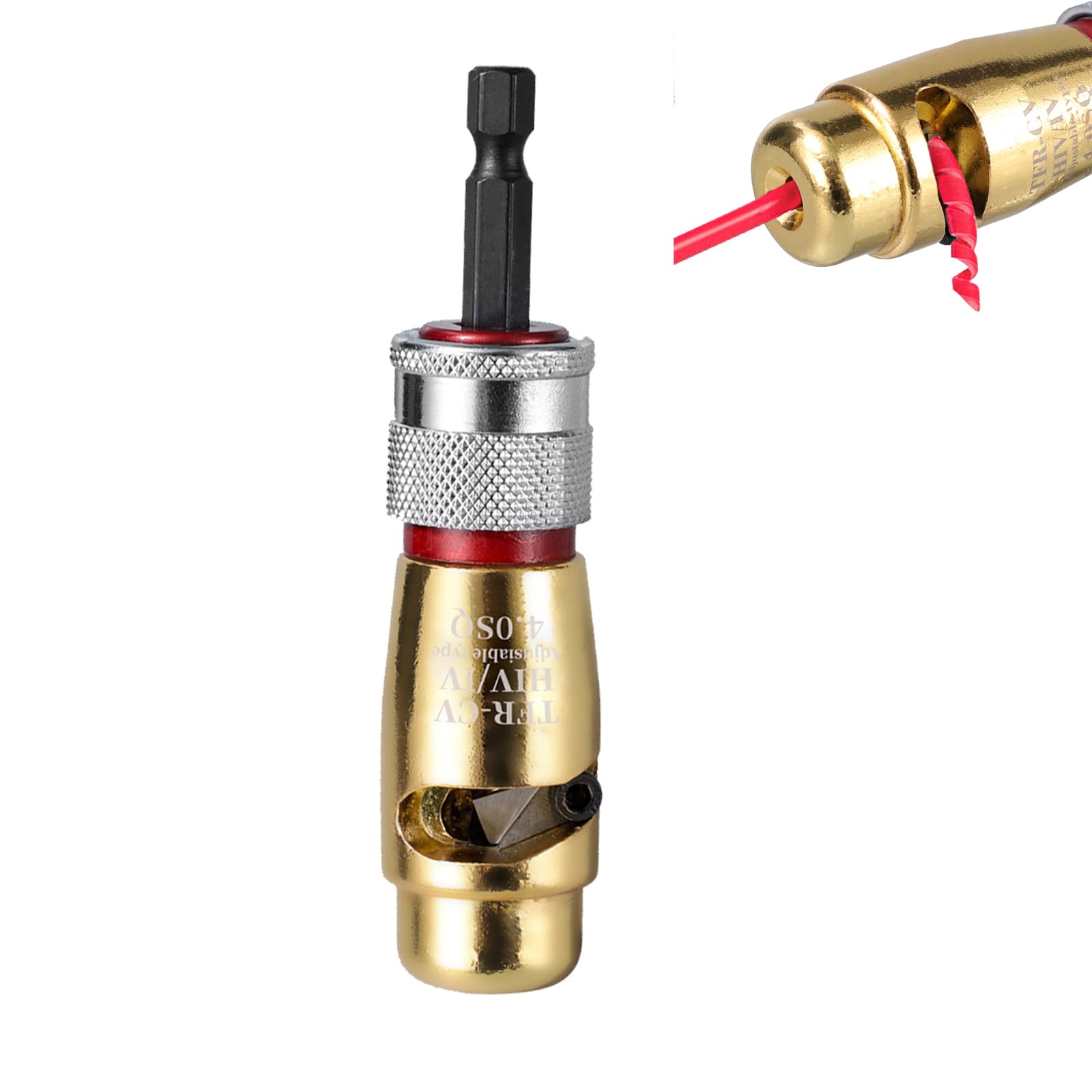 Electric Wire Strippers Cable Stripping Tool，Automatic Stripping Machine for Quickly Cutter Wire Use Hand Electric Drill, Portable Aluminum Alloy Electrician Fast Peeling Tools (4SQ)