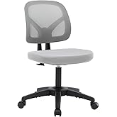 Moustache Task Office Desk Chair, Armless Executive Chair with Adjustable Height and Swivel Wheels for Home Studying Gaming (