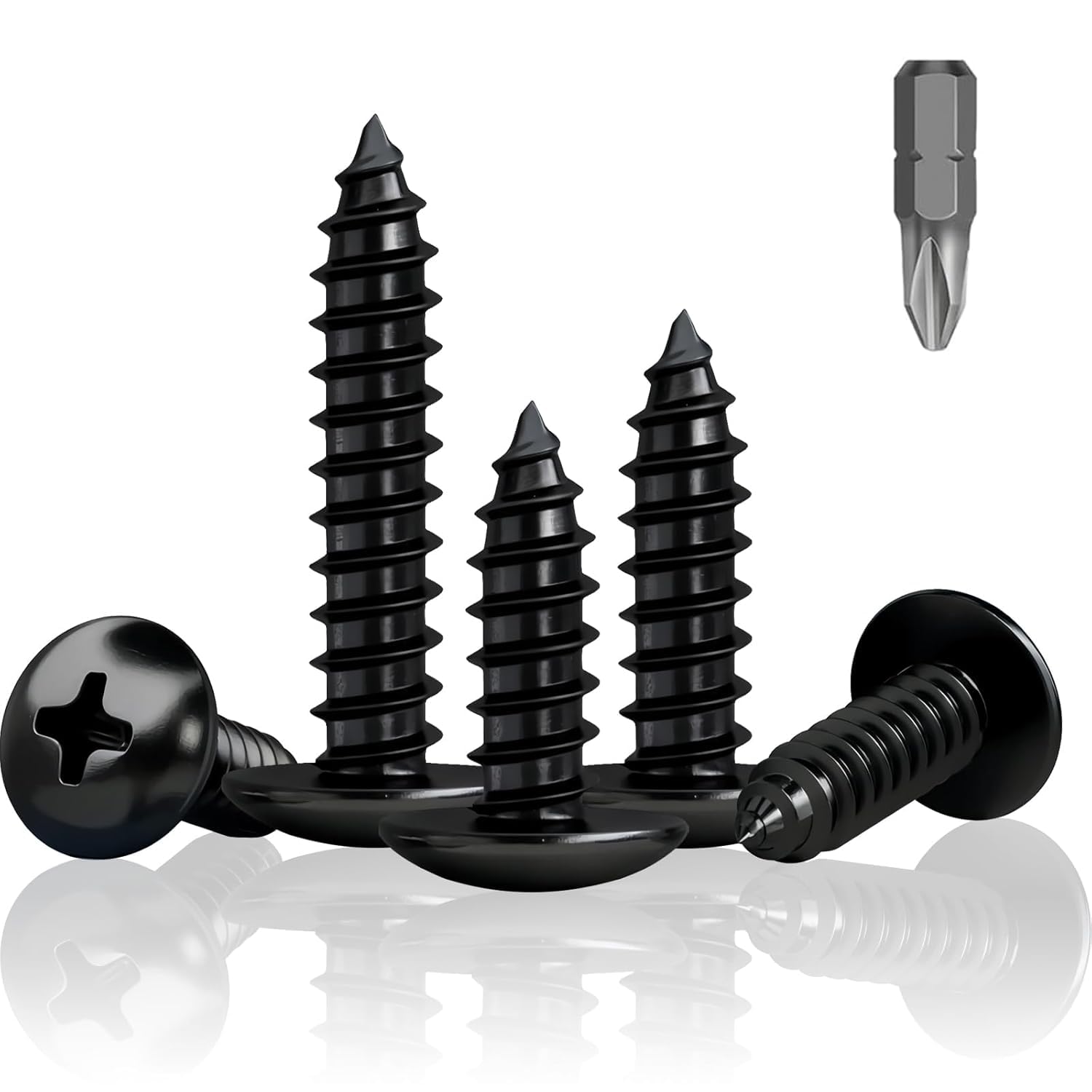 HXJDAM 150 Pcs M5 x 30mm Black Round Head Self Tapping Screws, Carbon Steel, Phillips Drive, For Wood, Sheet Metal, Plastic