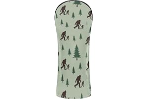 Sasquatch Forest Green Pattern Golf Club Head Cover PU Leather for Fairway Wood Driver Hybrid with Rotating Number Tags