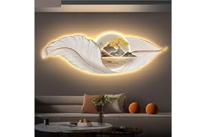 Large Feather Wall Decor, Lighted Wall Painting, LED Light Wall Art Decor, Stylish and Modern Room Decor, Suitable for Bedroo