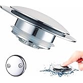 Chrome Bathtub Drain Stopper,Welsan Universal Pop Up Tub Drain Stoppers Replacement Tip Toe, Lift and Turn with 2-Hole Overflow Face Plate Cover and EZ Bath Tub Plug (Chrome Plated)