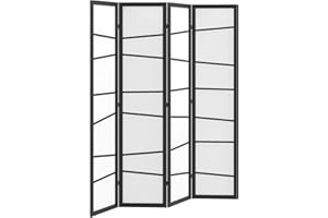 HOMCOM 4 Panel Wood Room Divider, 5.6ft Folding Privacy Screen, Freestanding Wall Partition Divider, White