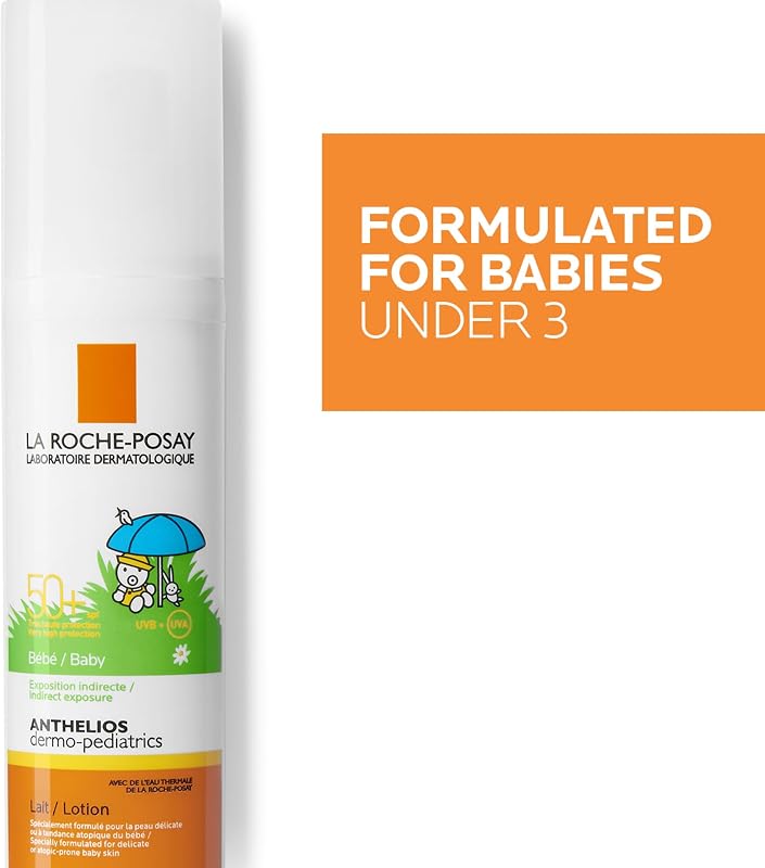 La Roche Posay Sun Milk for Baby, protetor solar com SPF50+, previne o stress oxidativo e o aparecimento de manchas, água, suor e areia, Anthelios Dermo-Pediatrics, 50 ml