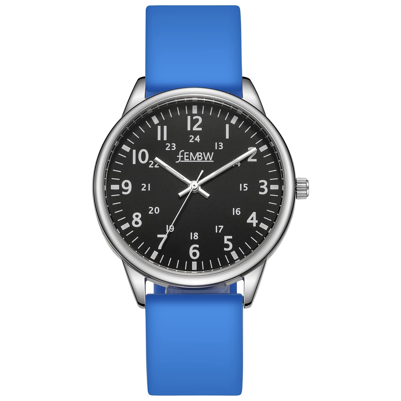 Women's Watch Silicone Strap Quartz Watches Fashion Creative Wrist Watch for Women, Lady, Girl, Teenagers, Waterproof Analogue Watch, 50 m, Blue/Black Luminous Dial, Strap, Blue/Black Luminous Dial,