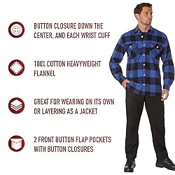 Rothco Heavy Weight Plaid Flannel Shirt, Blue, Large