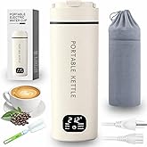 HDQ 2026 Travel Kettle, 110V~240V Any Voltage Portable Kettle for Travel, 6 Temperature Controls Portable Water Heater, 316 Stainless Steel Small Electric Kettle, Auto Shut Off & Boil Dry Protection