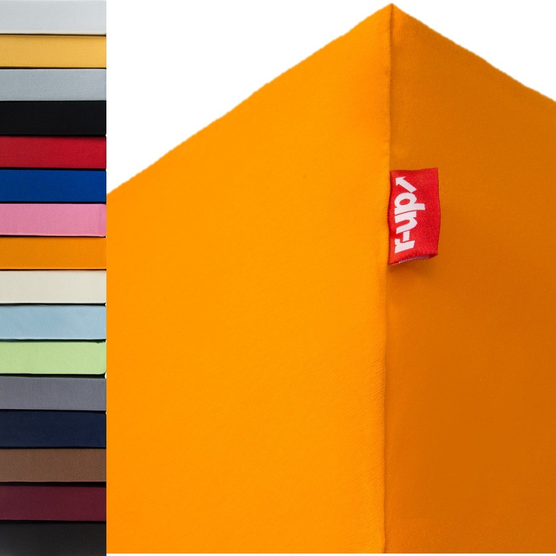 r-up “Passt” Fitted Sheet Double Pack 140 x 200 - 160 x 200 to 35 cm Height, Many Colours, 100% Cotton, 130 g/m², Oeko-Tex Stress-Free, Also for High Mattresses (Orange)