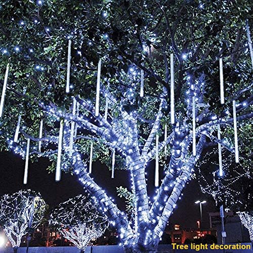 MMLC LED Light String -Party LED Lights Meteor Light Shower Rain Snowfall Xmas Tree Garden Outdoor Festivals Party Decor Night Light (Multicolor) (White)