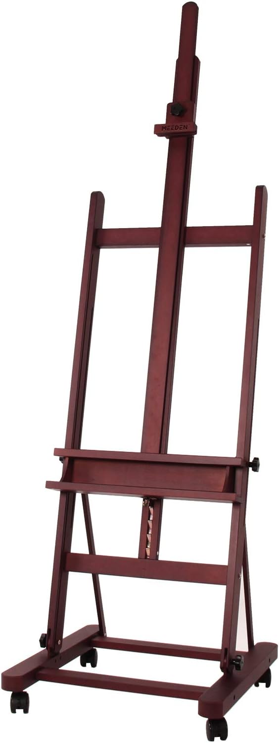 MEEDEN Large H Frame Easel: Heavy Duty Solid Beech Wood Easel Stand for Painting, Adjustable Wood Easel 190 cm to 370 cm