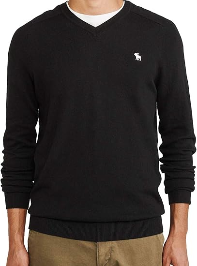 Amazon Abercrombie Fitch アバクロンビーアンドフィッチ アバクロ メンズ カシミヤ混 Vネック セーター Moose刺繍 ブラック Sサイズ 並行輸入品 セーター 通販