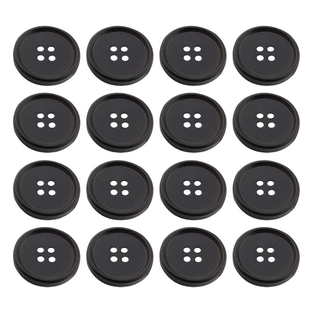 Exceart 100 Pcs Buttons Round Resin Button 4 Hole Black Sewing Flatback Buttons for DIY Sewing Button Replacement Diameter 20MM