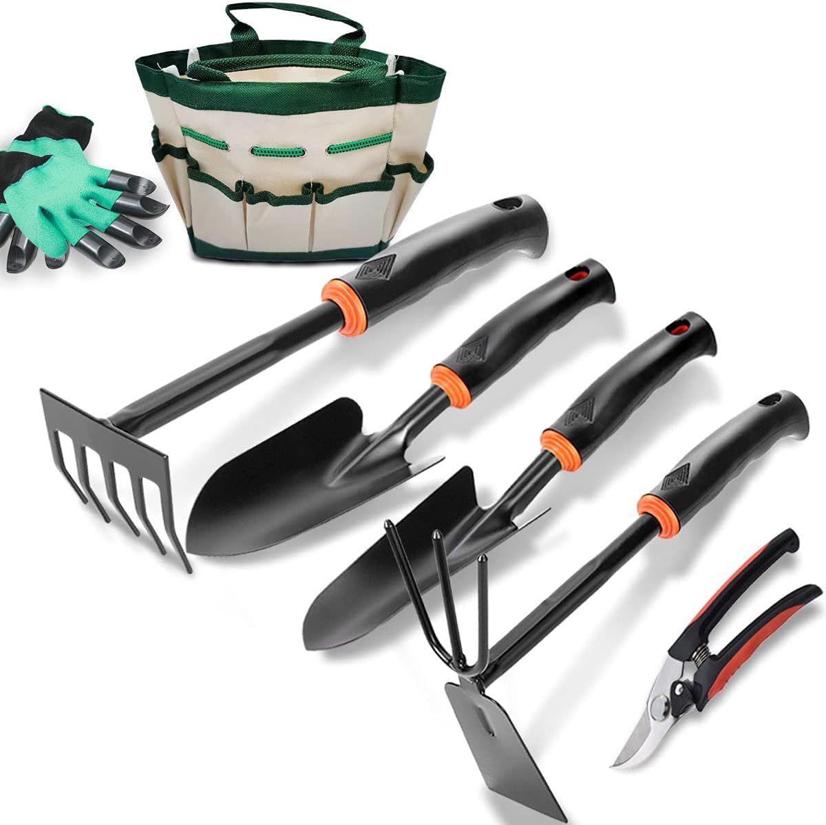 Garden Tools Set 7 Piece Heavy Duty Gardening Tools with Storage Organizer,Ergonomic Hand