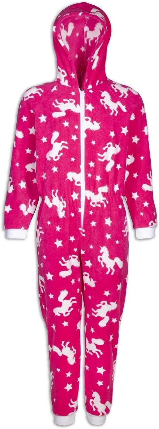 CamilleChildrens Pink Unicorn Print Supersoft Fleece Onesies