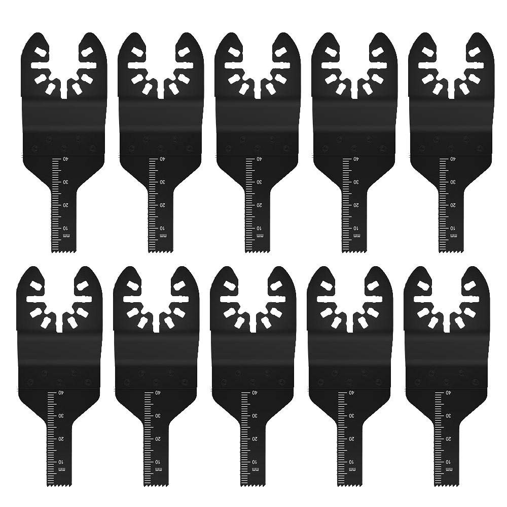 Vobor 10PCS Oscillating Saw Blades - Multi-Function Trimming Machine Saw Blades Kit Quick Release Oscillating Multi Tool Blades for Metal Wood(10mm)