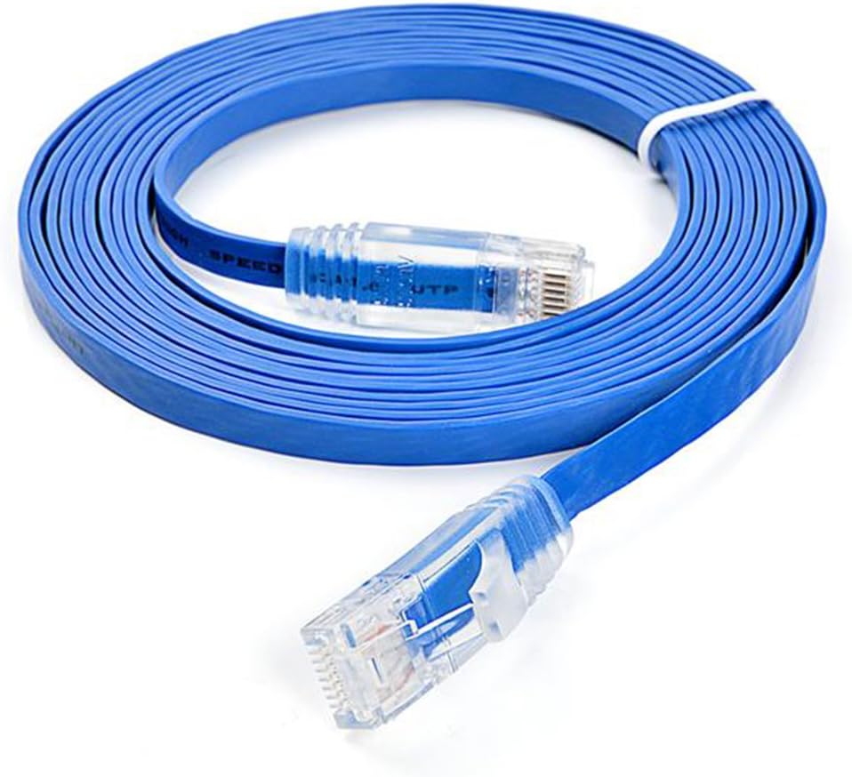 Cat6 Unshielded Ethernet Cable Flat Patch Cord Network Cable UTP Patch Cable, Color Blue,1PC (15m)